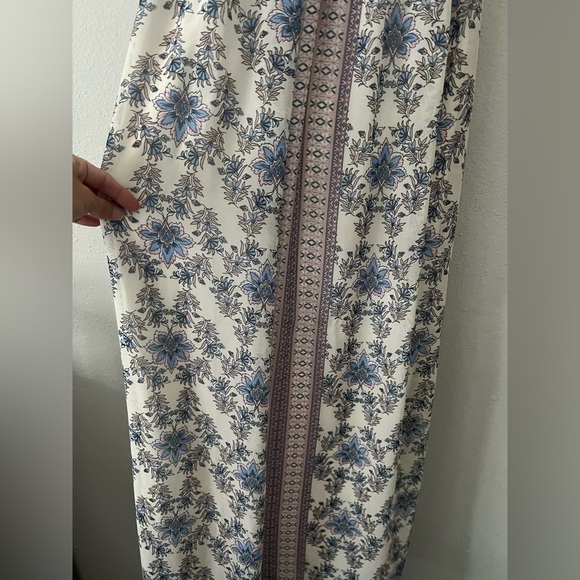 Lily Rose color block mixed textile maxi dress cream floral belt size small - Picture 4 of 16